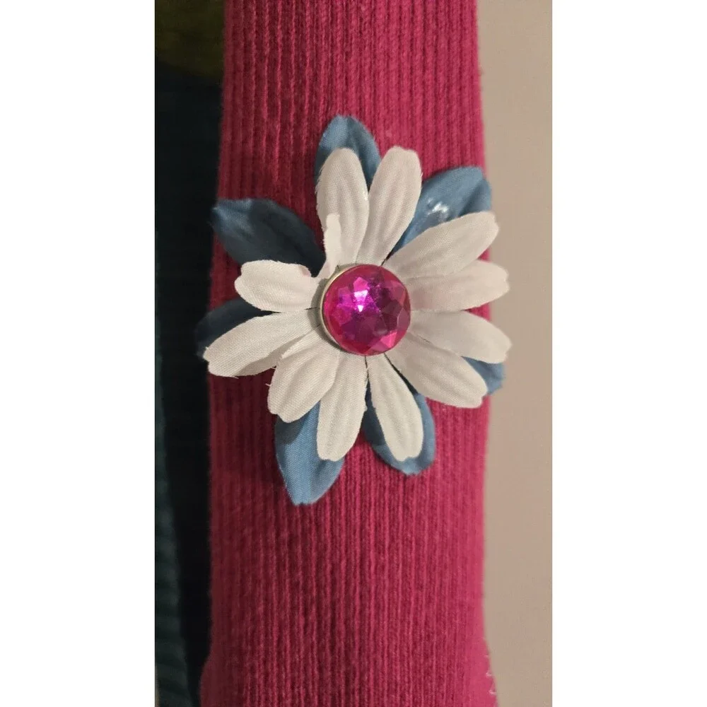 Multicolor Striped Fabric Stretch Headband for Women with Flower Accent